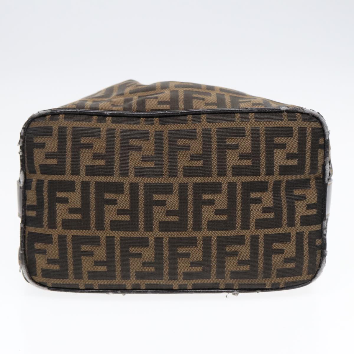 FENDI Zucca Canvas Hand Bag Brown Black gold 88079