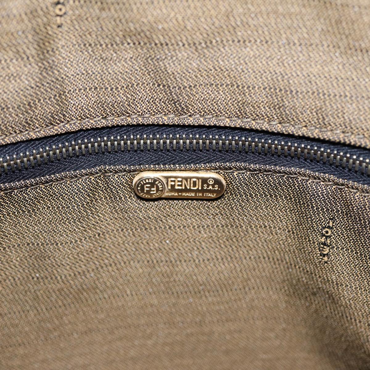 FENDI Zucca Canvas Hand Bag Brown Black gold 88079