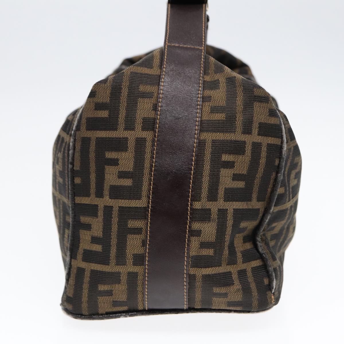 FENDI Zucca Canvas Hand Bag Brown Black gold 88080