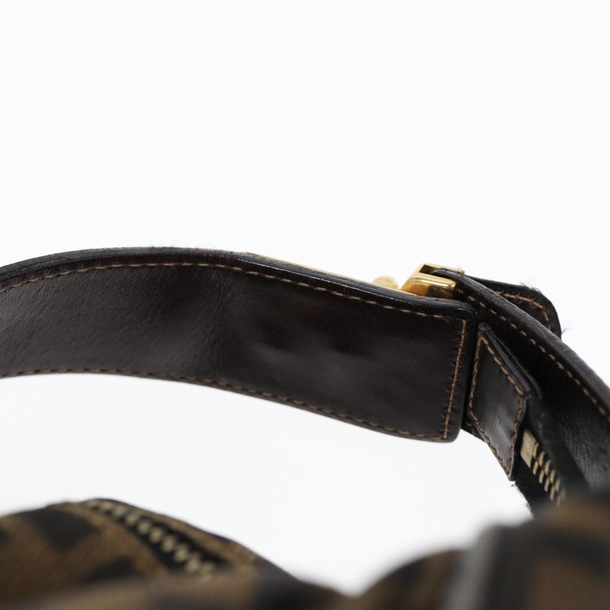 FENDI Zucca Canvas Hand Bag Brown Black gold 88080