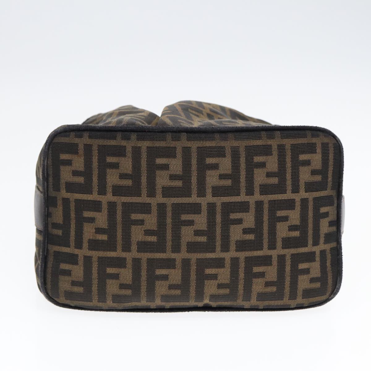 FENDI Zucca Canvas Hand Bag Brown Black gold 88082