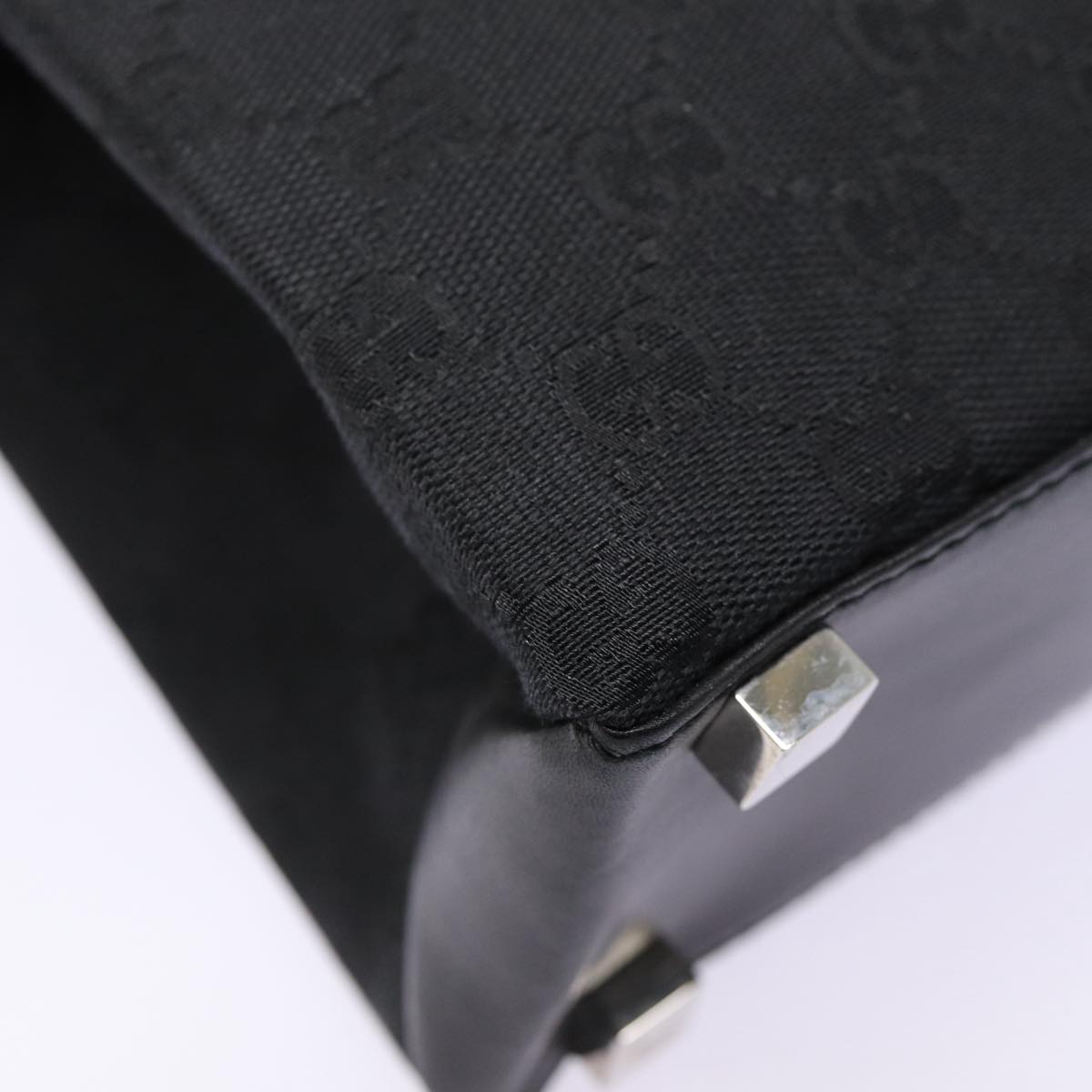 GUCCI GG Canvas Business Bag Black Silver 88143