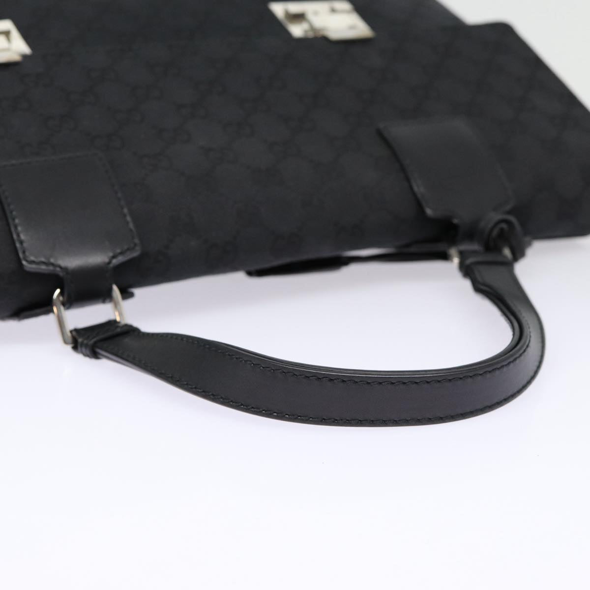 GUCCI GG Canvas Business Bag Black Silver 88143