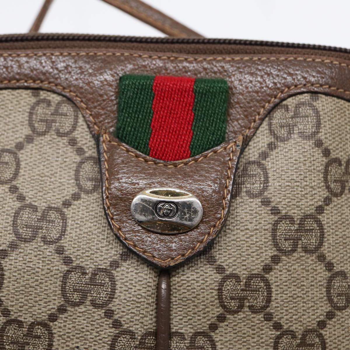 GUCCI GG Supreme Web Sherry Line Shoulder Bag PVC Beige 904 02 047 88145