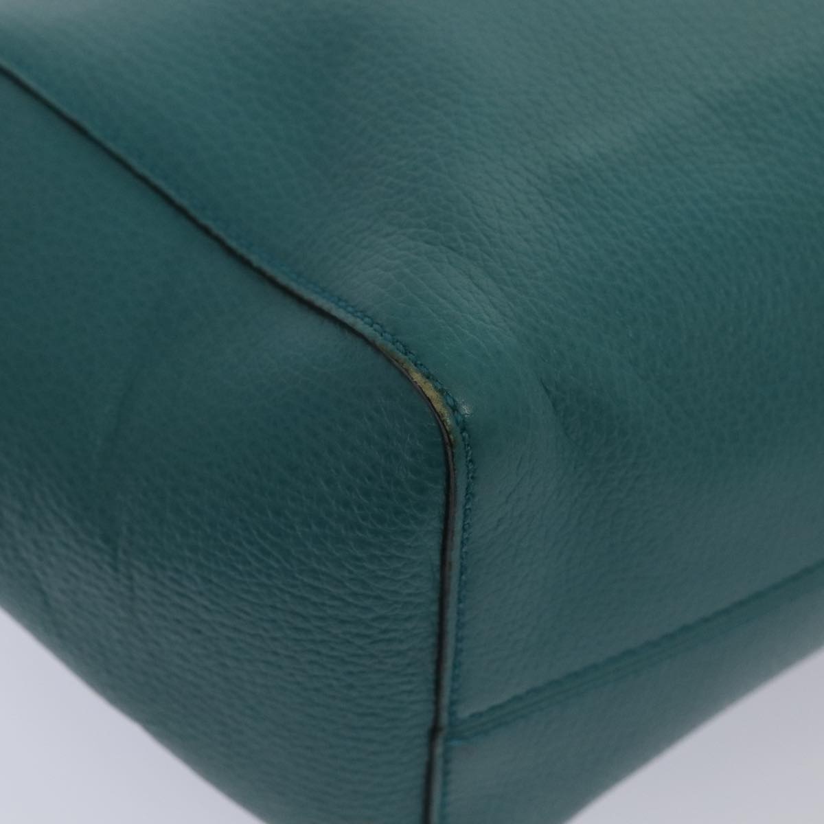 GUCCI Tote Bag Leather Turquoise Blue Gold 354408 88161