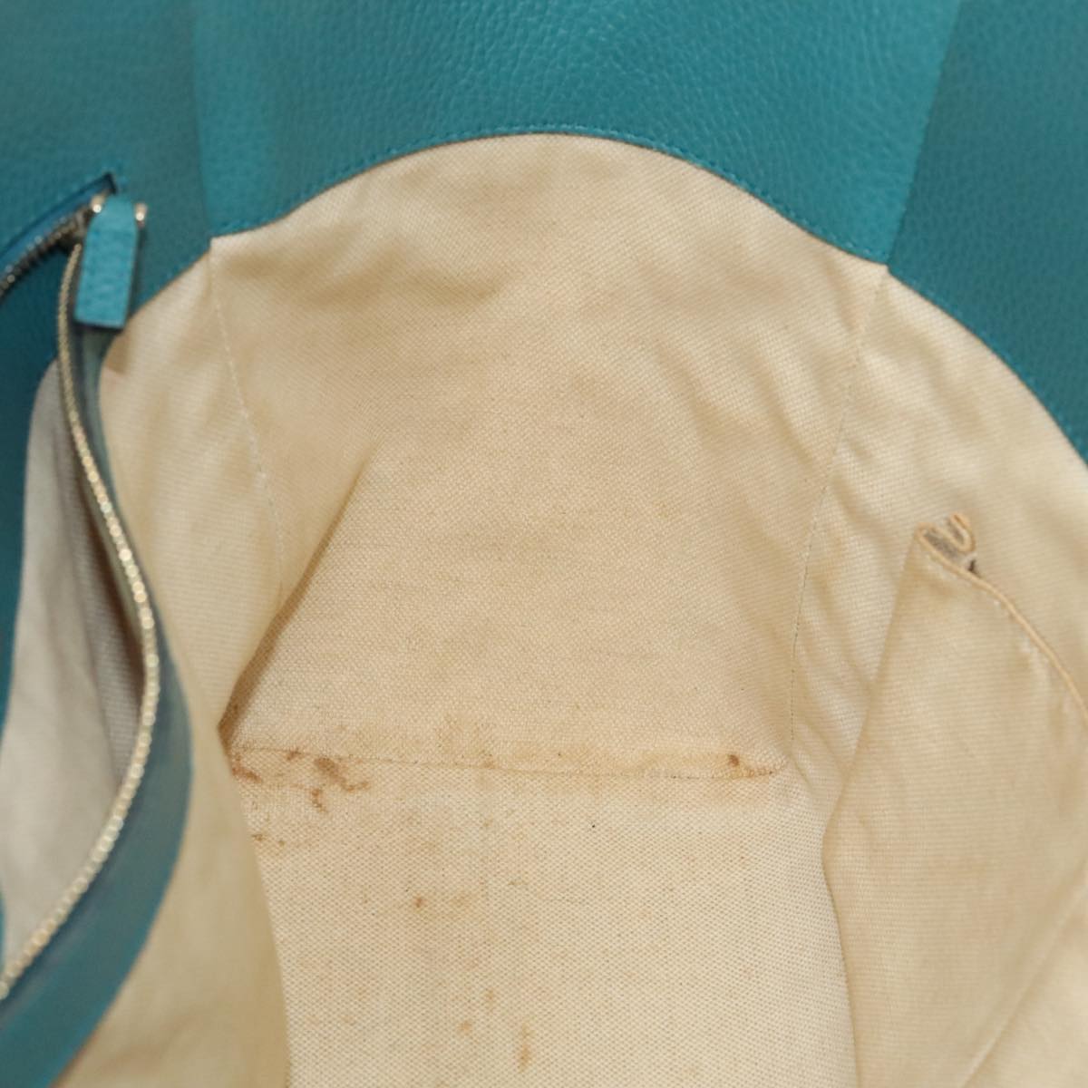 GUCCI Tote Bag Leather Turquoise Blue Gold 354408 88161
