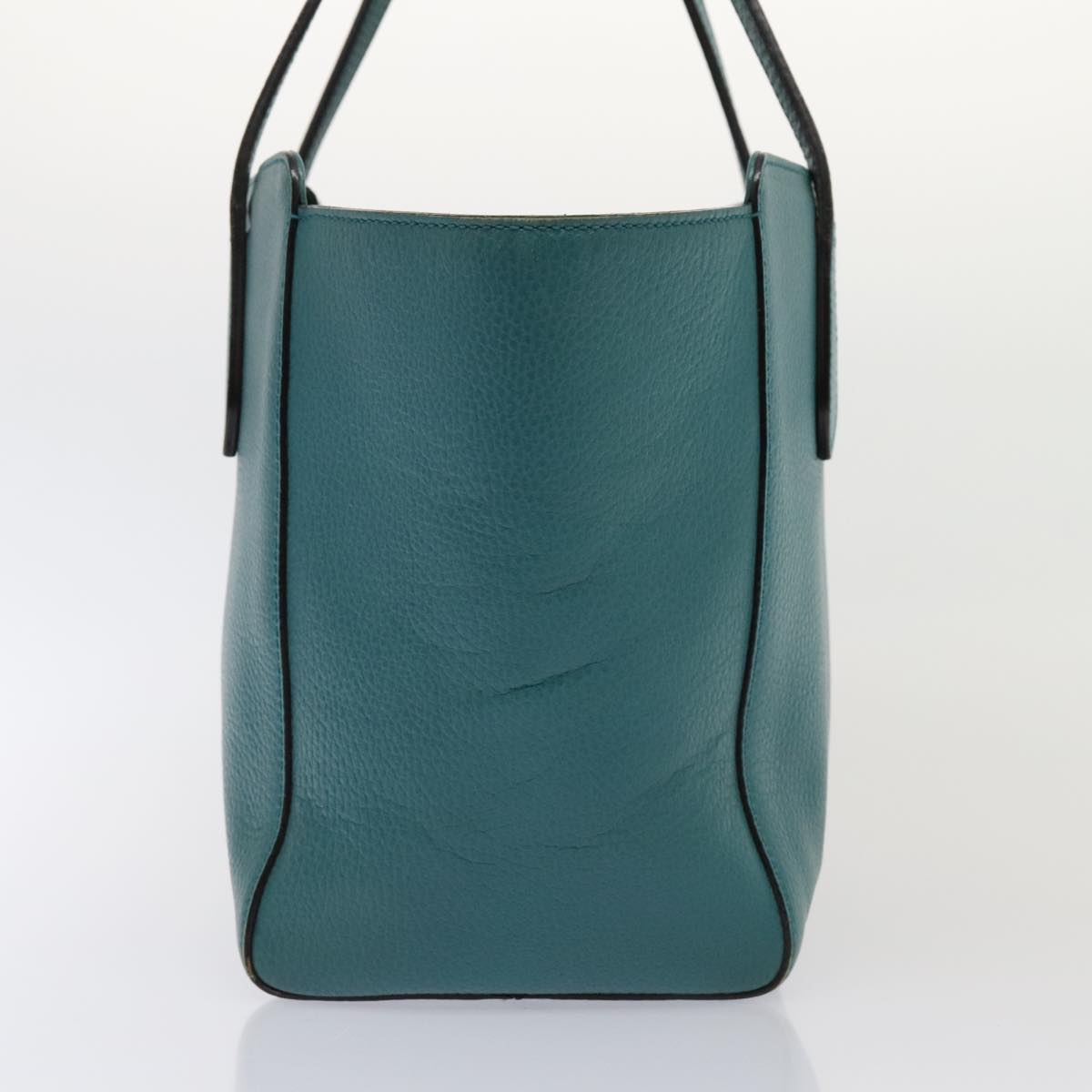 GUCCI Tote Bag Leather Turquoise Blue Gold 354408 88161