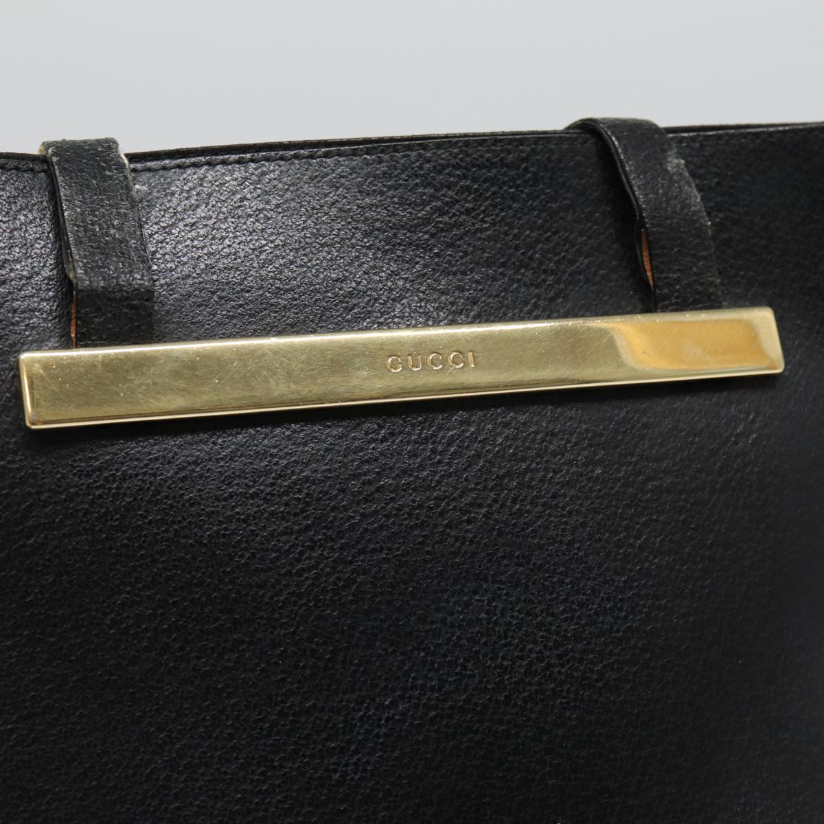 GUCCI Hand Bag Leather Black Gold 000 2058 0558 0 88166
