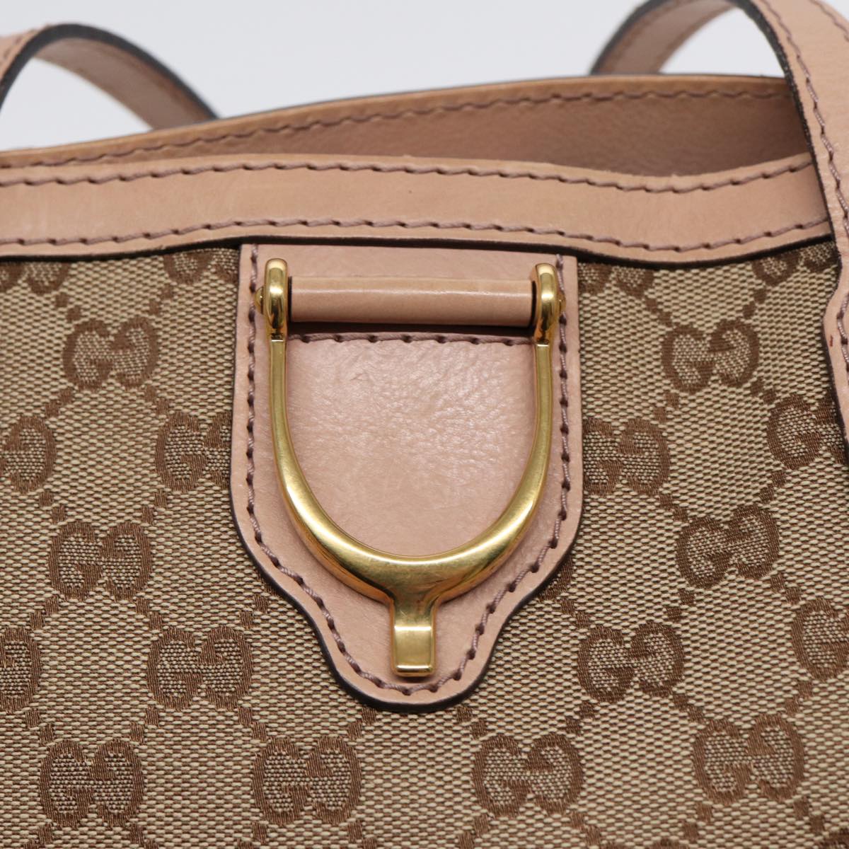 GUCCI GG Canvas Shoulder Bag Beige Gold 308604 88173