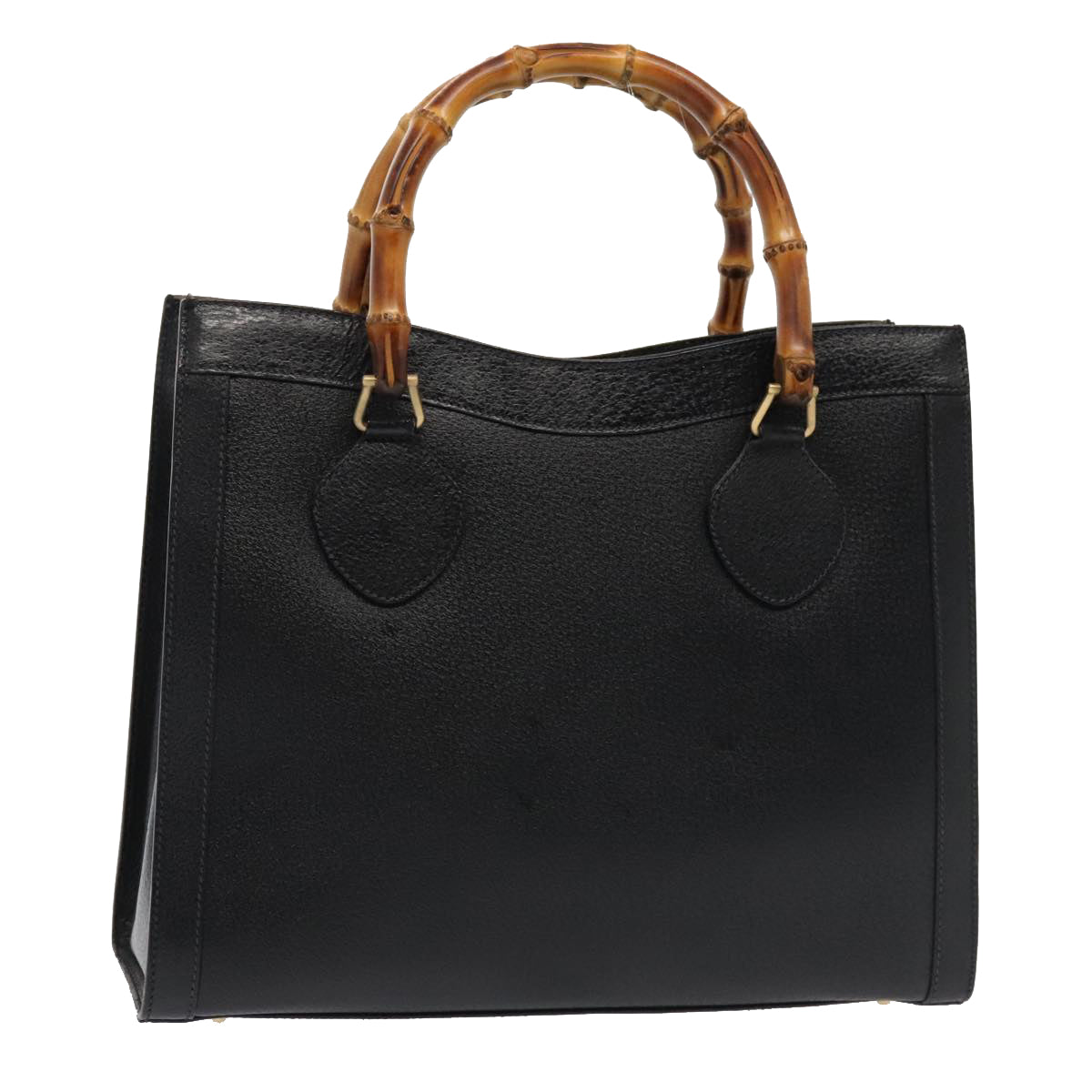 GUCCI Bamboo Hand Bag Leather Black Gold 002 1095 0260 88176
