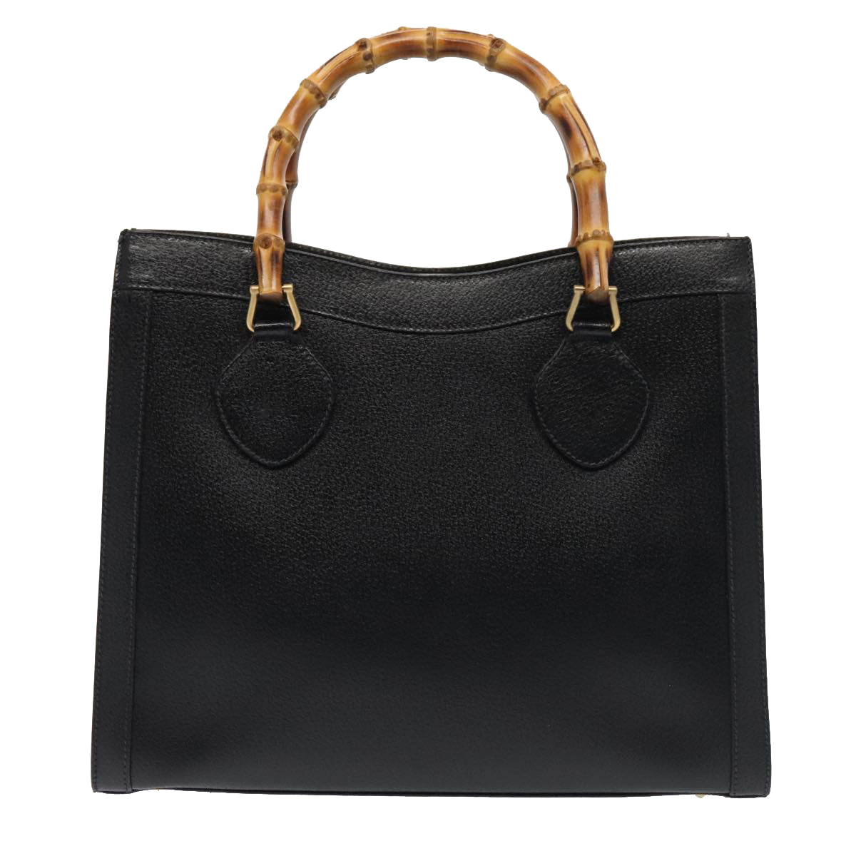 GUCCI Bamboo Hand Bag Leather Black Gold 002 1095 0260 88176