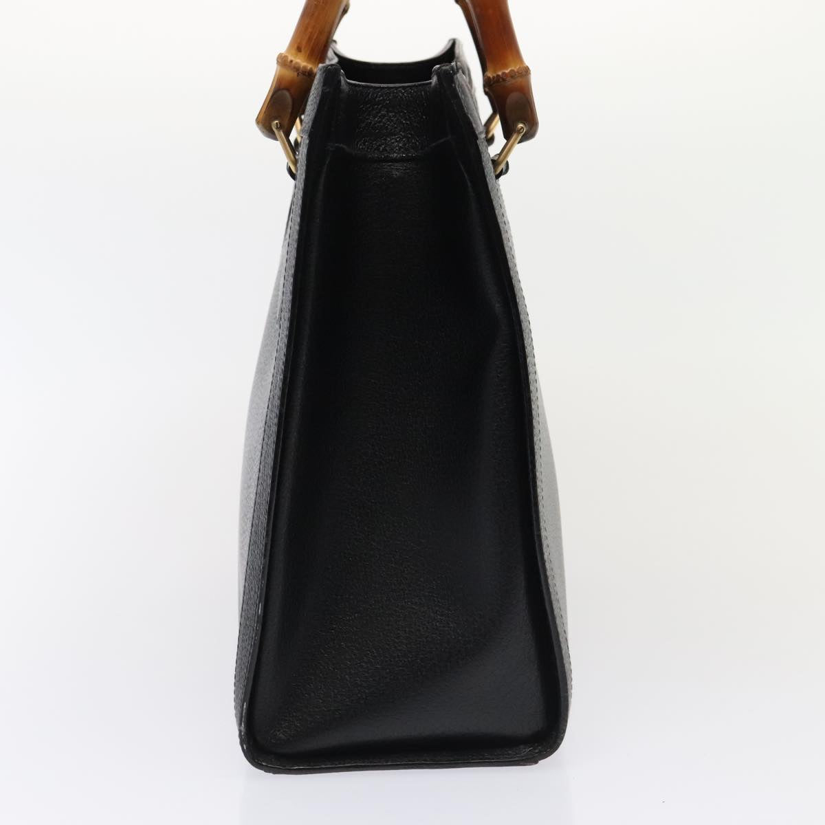 GUCCI Bamboo Hand Bag Leather Black Gold 002 1095 0260 88176