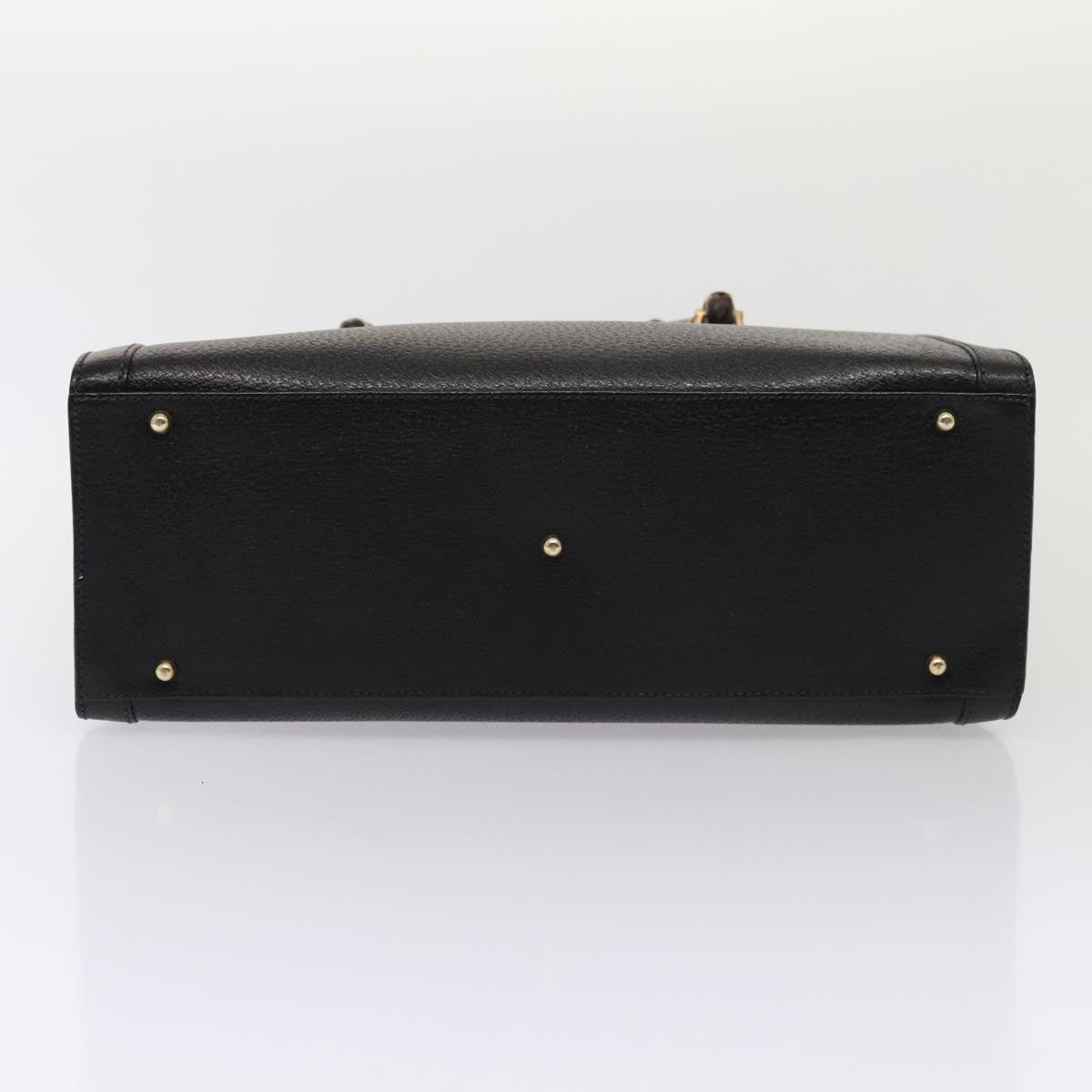 GUCCI Bamboo Hand Bag Leather Black Gold 002 1095 0260 88176