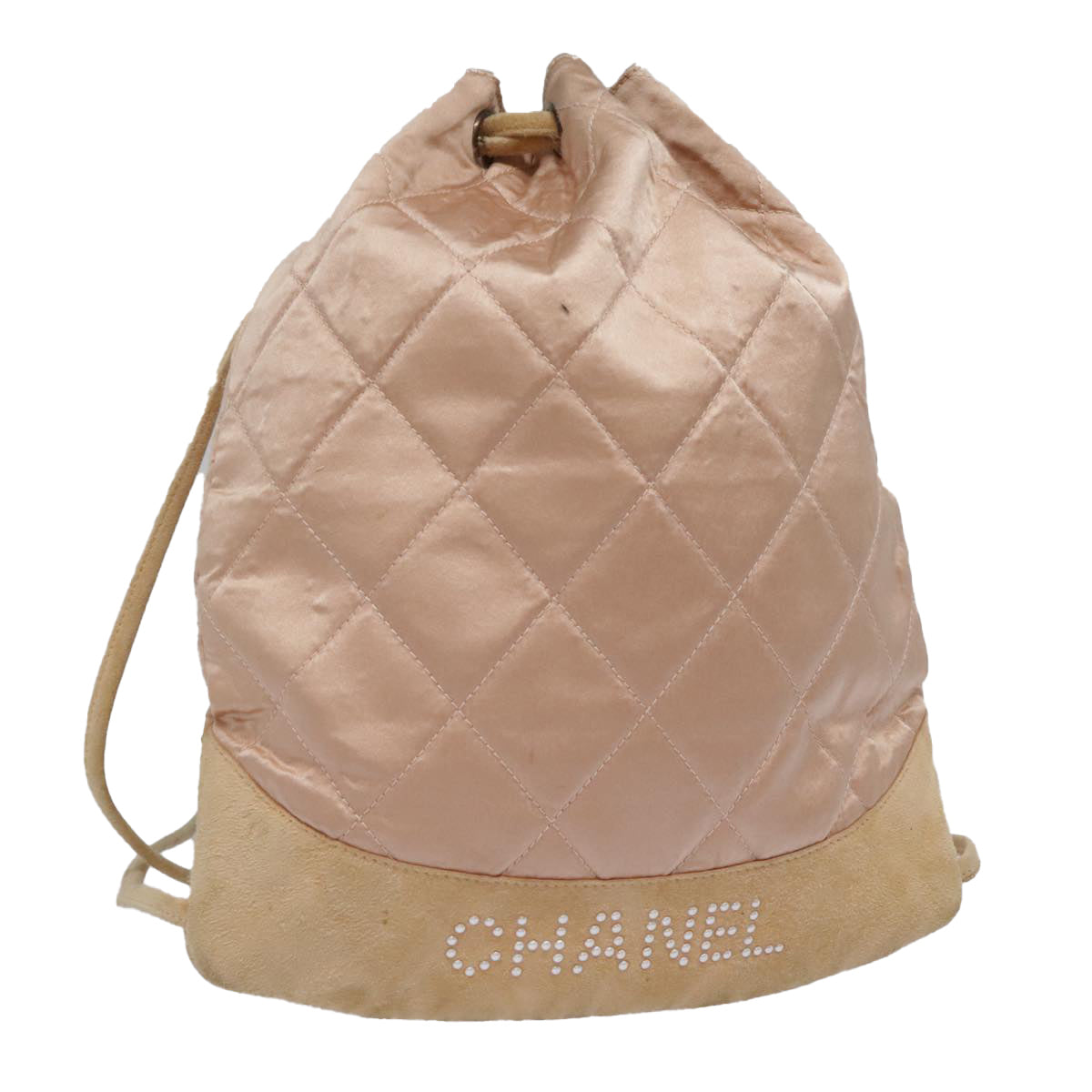 CHANEL knapsack Silk Suede Pink Brown CC 88217