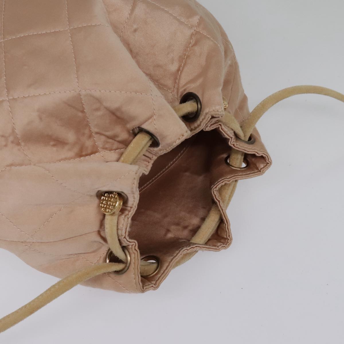 CHANEL knapsack Silk Suede Pink Brown CC 88217