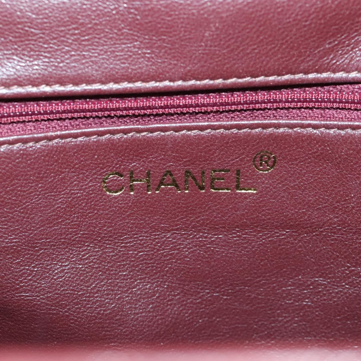 CHANEL Matelasse Hand Bag Suede Red Gold CC 88279
