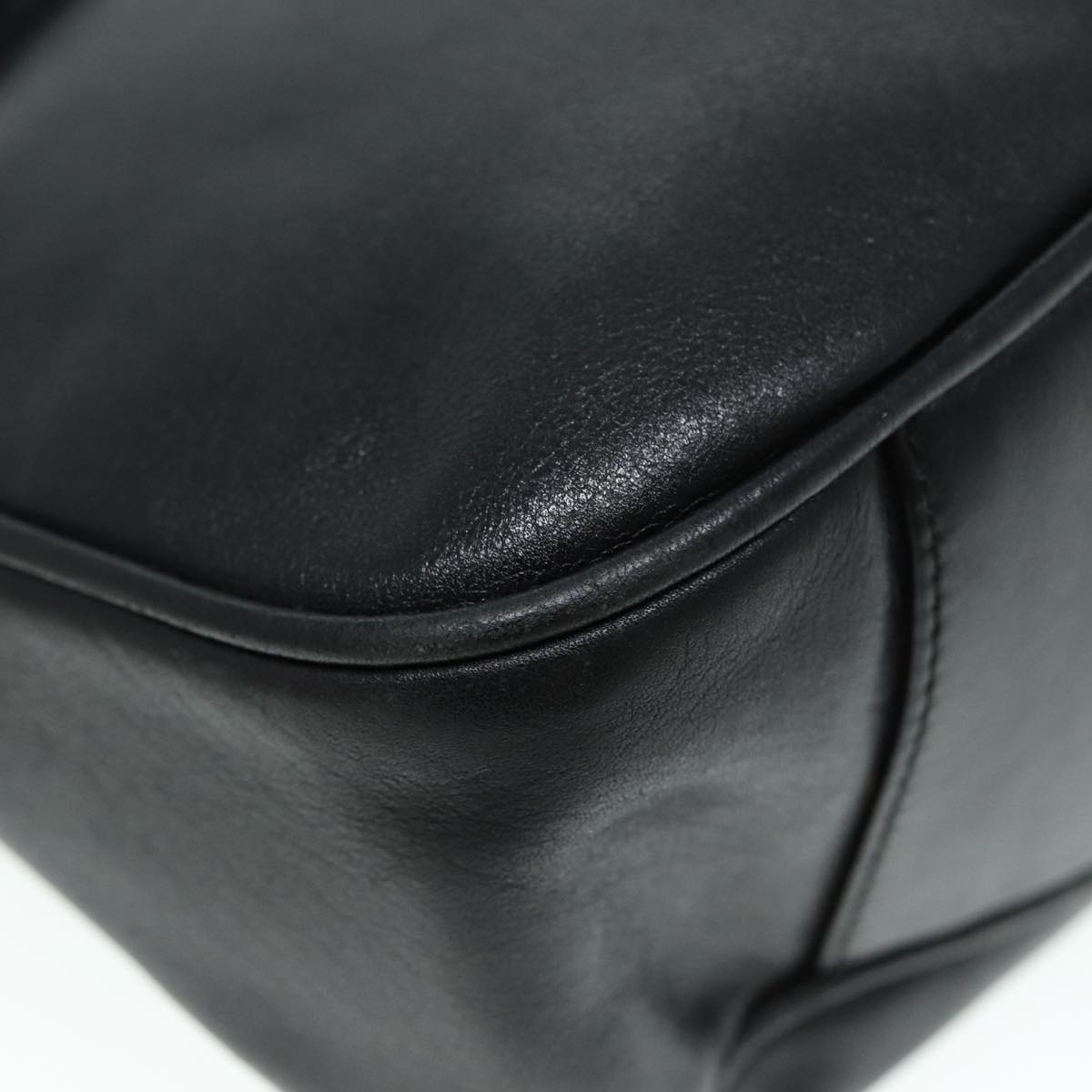 GUCCI Bamboo Hand Bag Leather Black Gold 88409