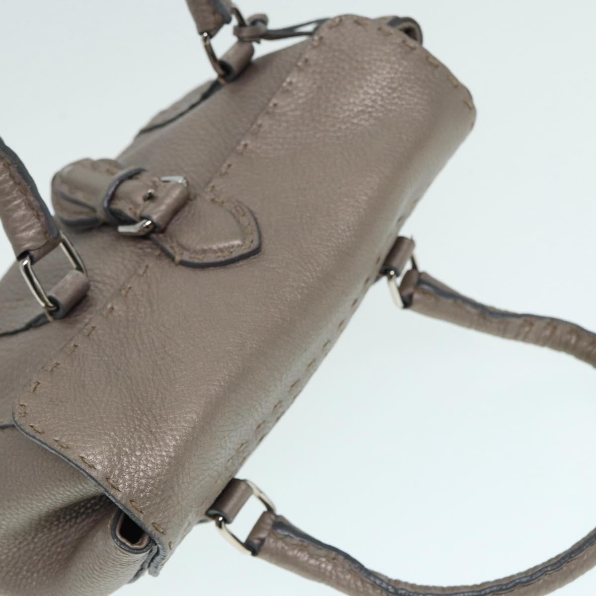FENDI Celeria Hand Bag Leather Silver 88496