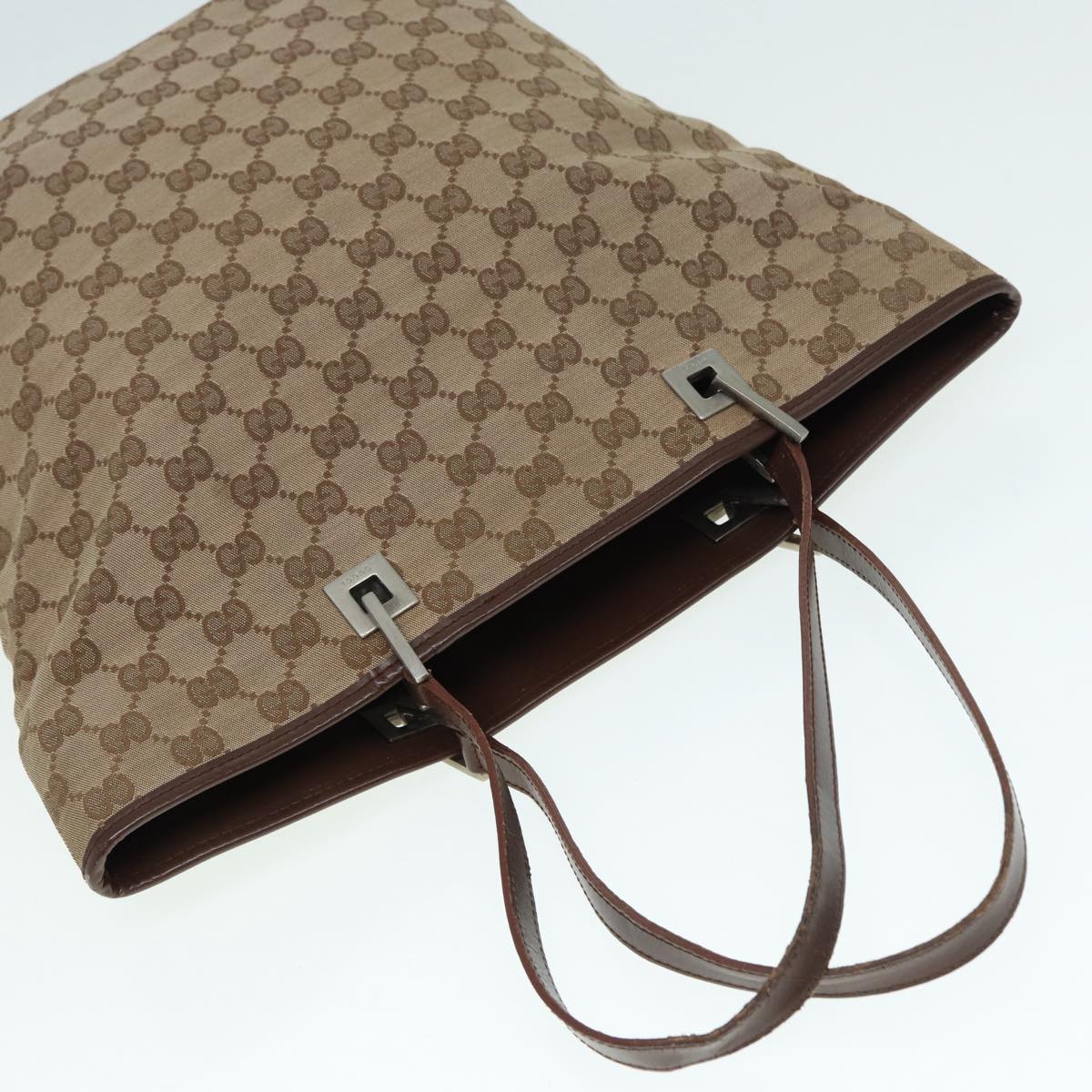 GUCCI GG Canvas Tote Bag Beige Silver 002 1098 88521
