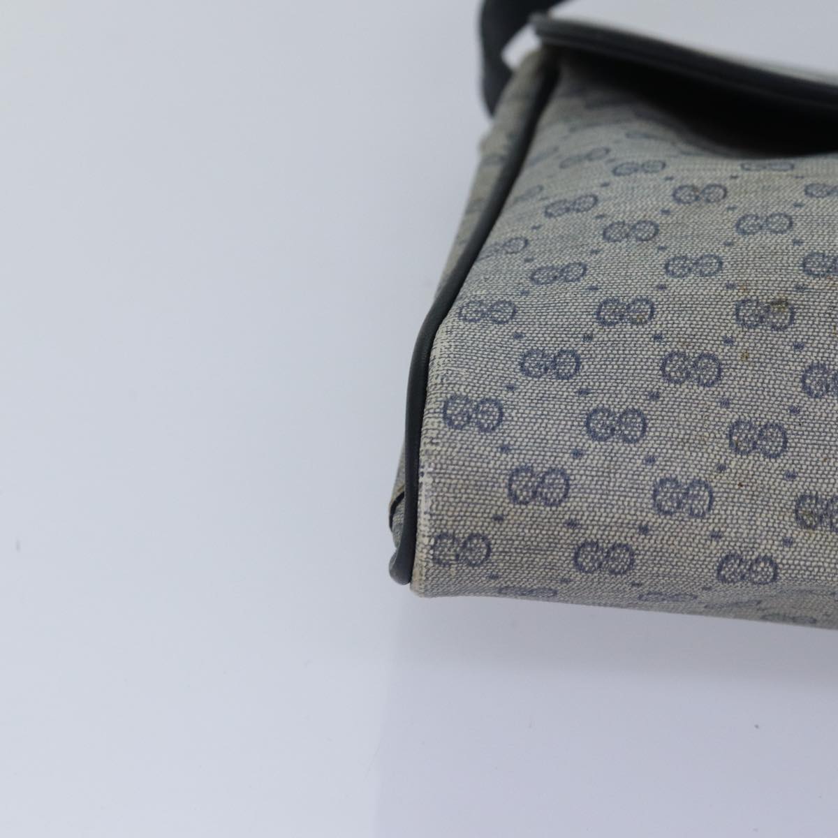 GUCCI Micro GG Supreme Shoulder Bag PVC Navy Gold 88596