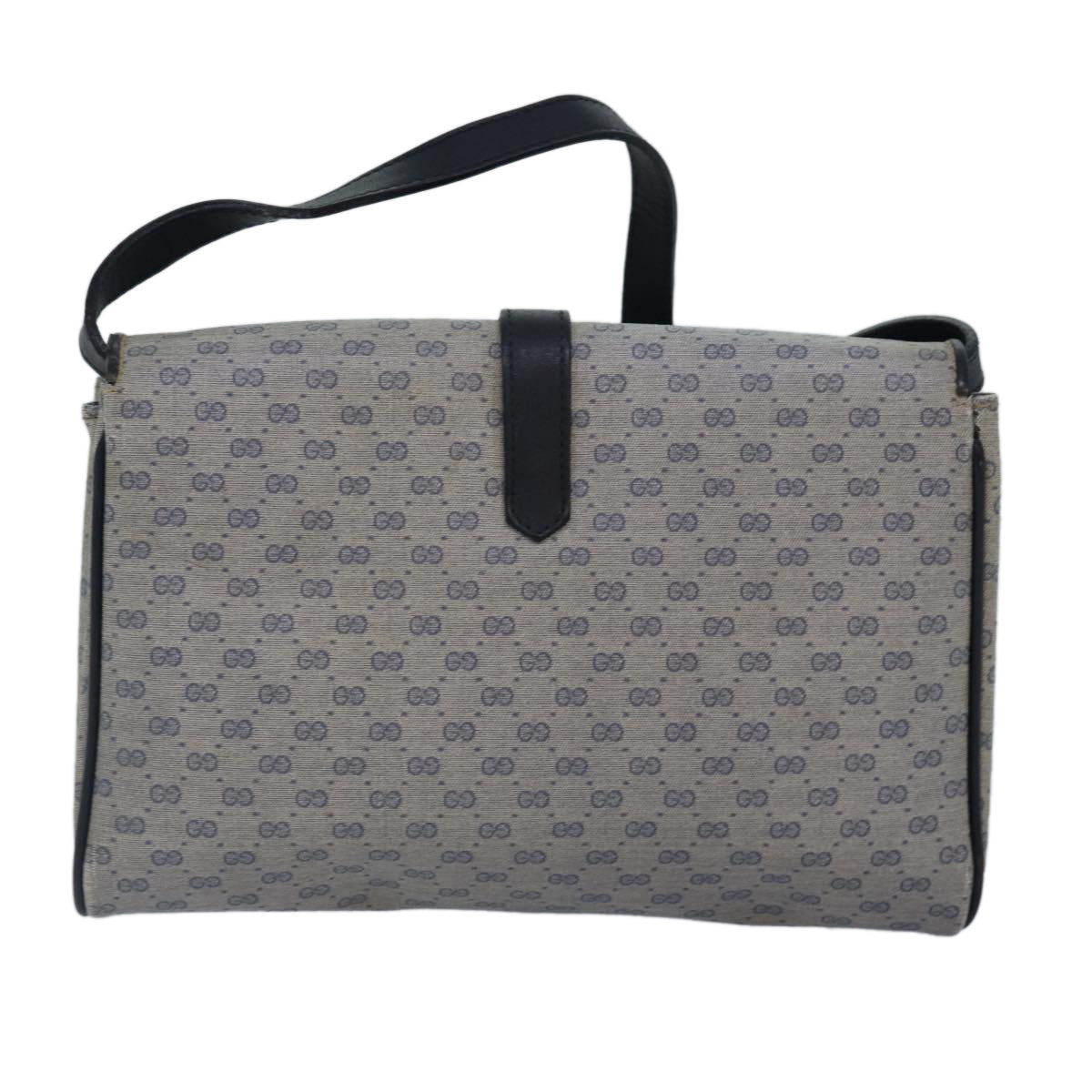 GUCCI Micro GG Supreme Shoulder Bag PVC Navy Gold 88596