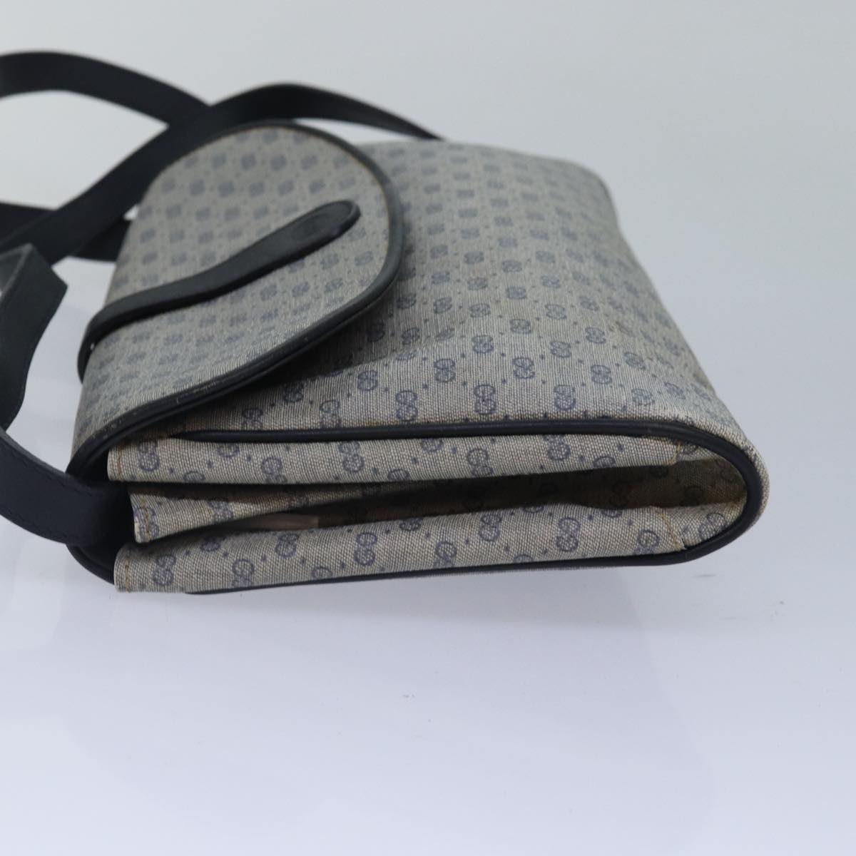 GUCCI Micro GG Supreme Shoulder Bag PVC Navy Gold 88596