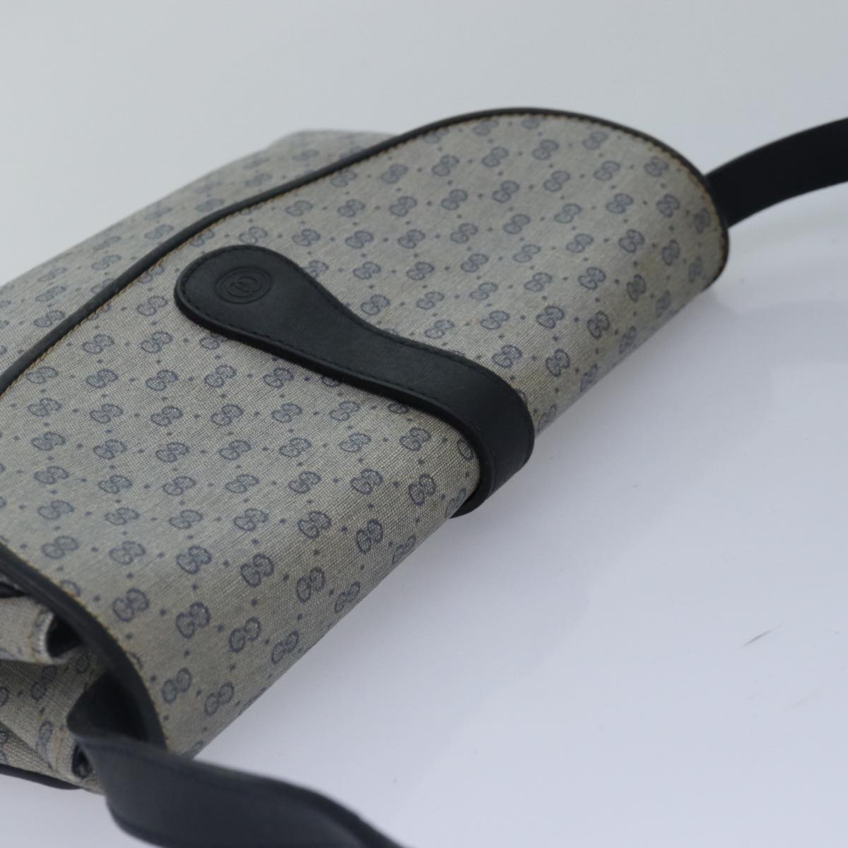 GUCCI Micro GG Supreme Shoulder Bag PVC Navy Gold 88596