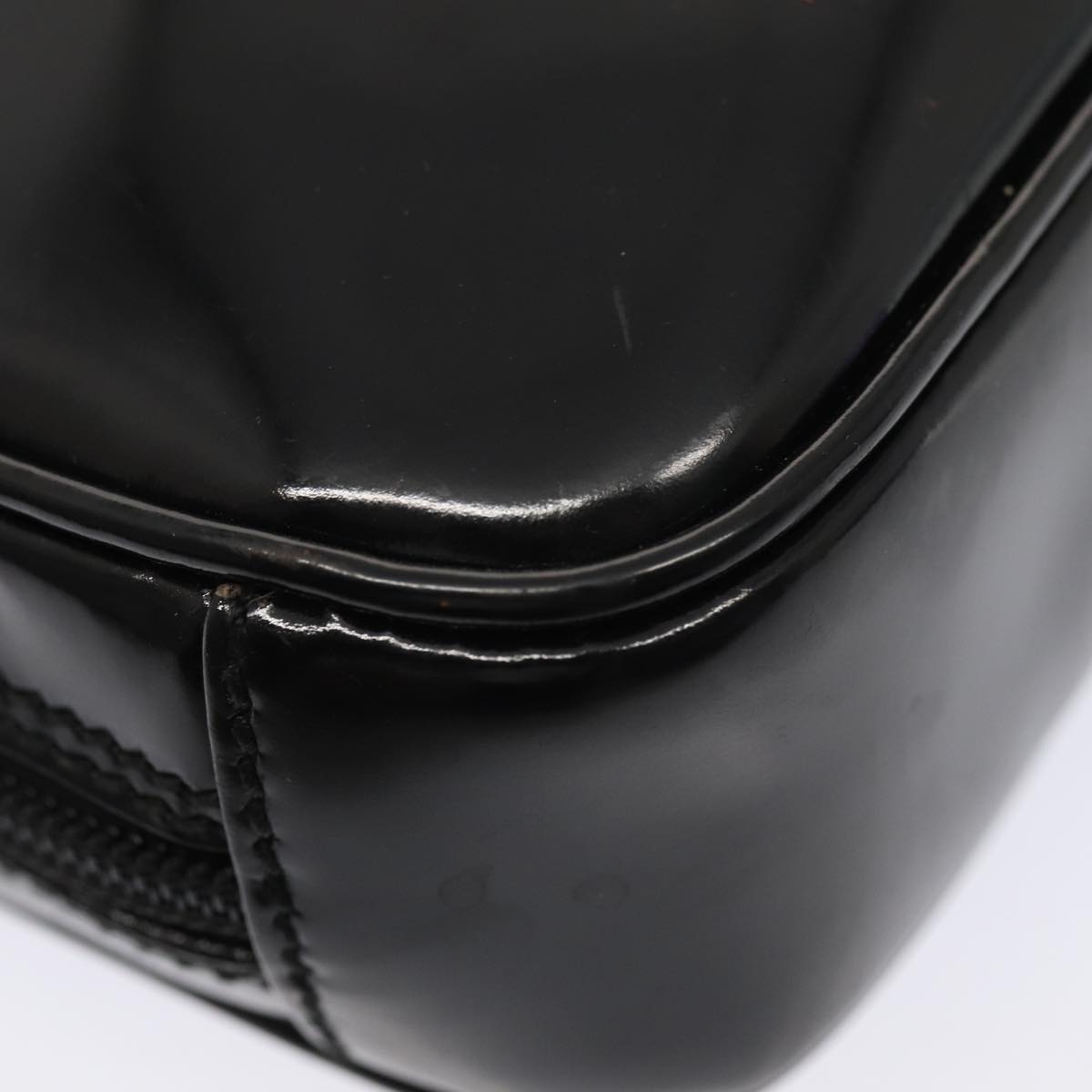 GUCCI Clutch Bag Patent leather Black Silver 88615