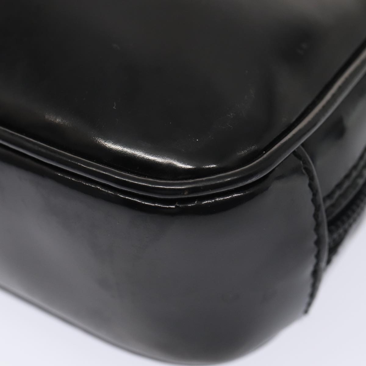 GUCCI Clutch Bag Patent leather Black Silver 88615