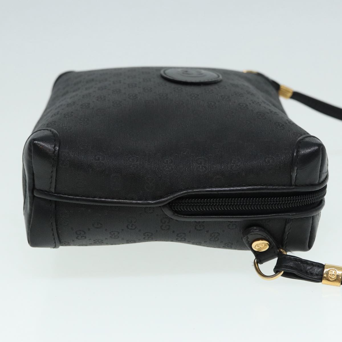GUCCI Micro GG Canvas Shoulder Bag Black Gold 007 115 0093 88645