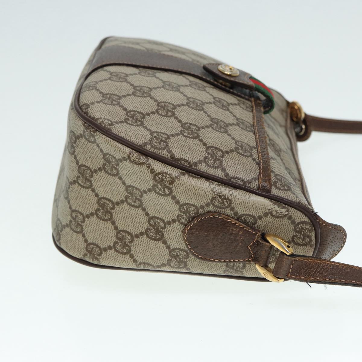 GUCCI GG Supreme Web Sherry Line Shoulder Bag PVC Beige 89 02 032 88669