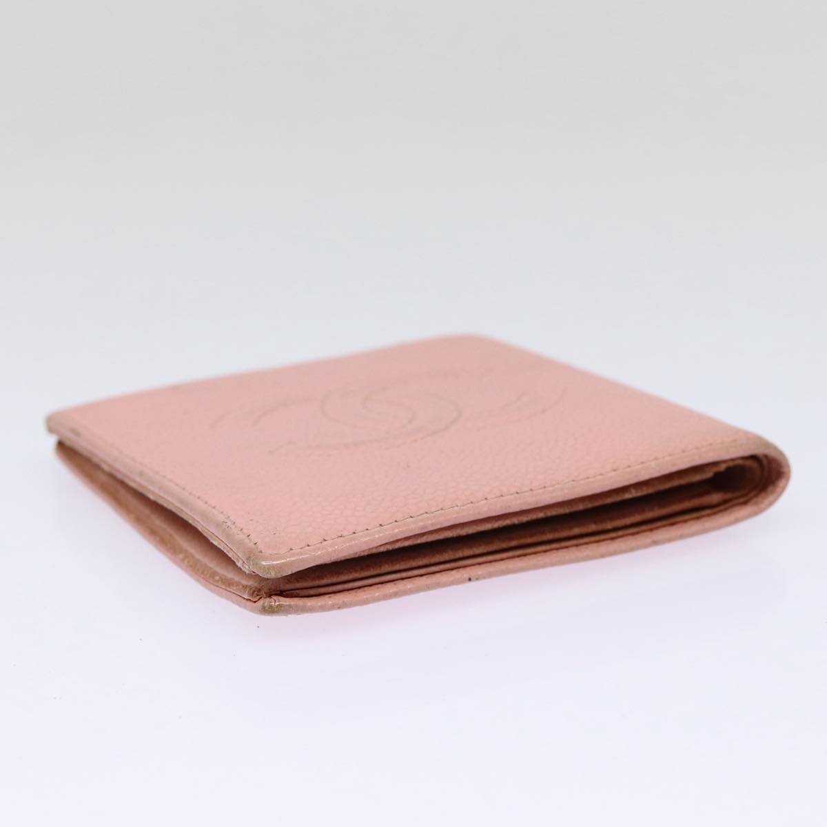 CHANEL COCO Mark Wallet Caviar Skin Pink Gold CC 88731