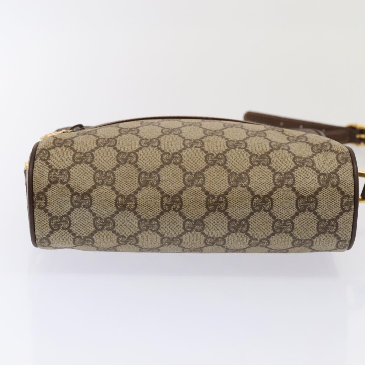 GUCCI GG Supreme Web Sherry Line Shoulder Bag PVC Beige Gold 88744
