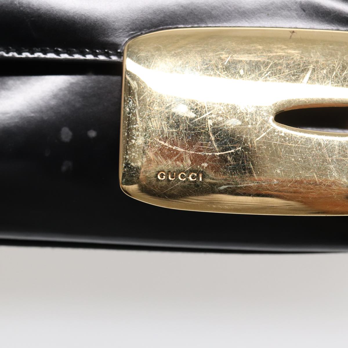 GUCCI Shoulder Bag Patent leather Black Gold 002 2113 0482 88746