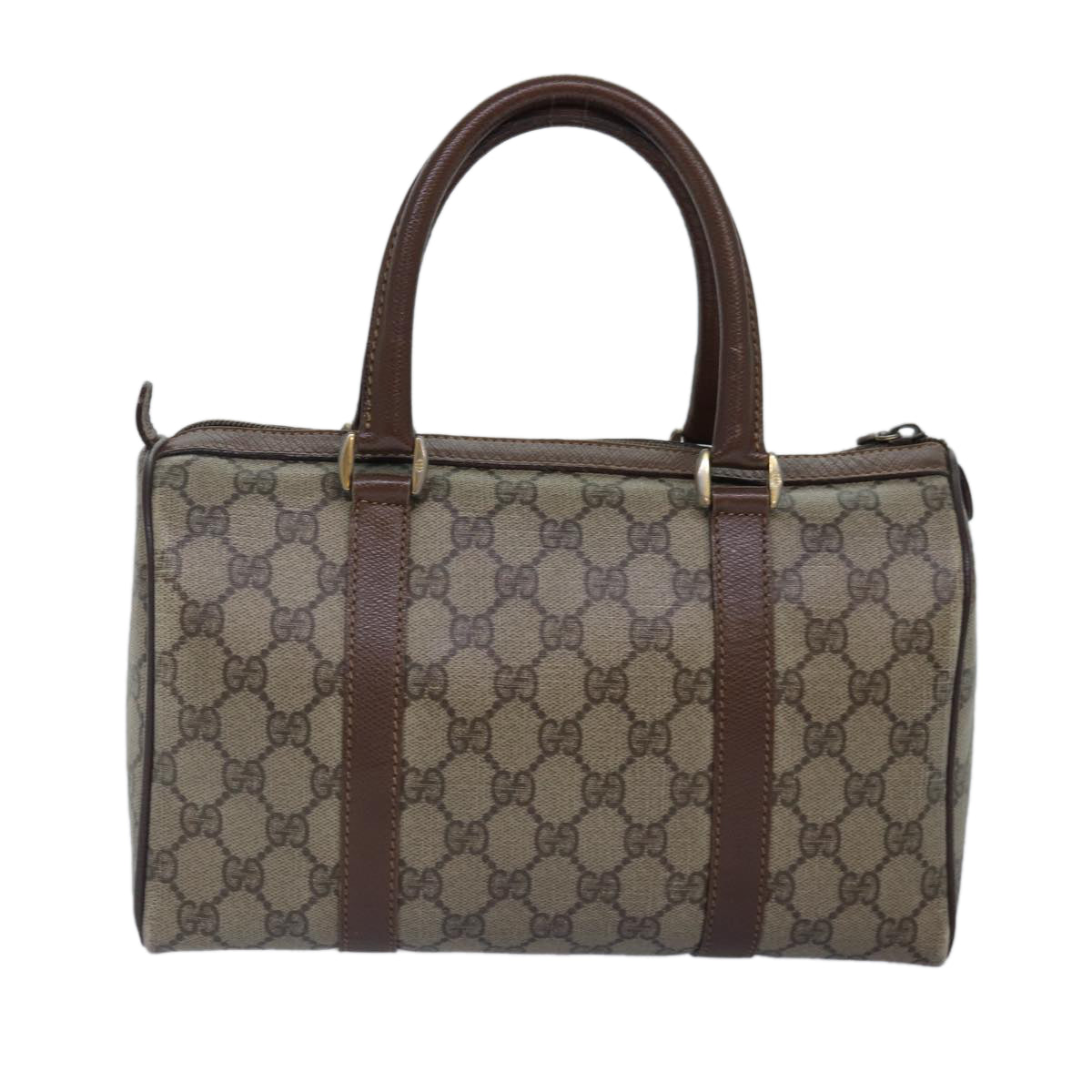GUCCI GG Supreme Web Sherry Line Boston Bag PVC Beige Gold 88771