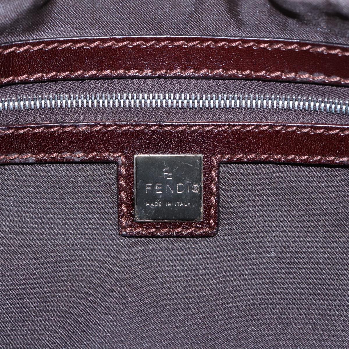 FENDI Zucca Canvas Hand Bag Brown Black Silver 88785