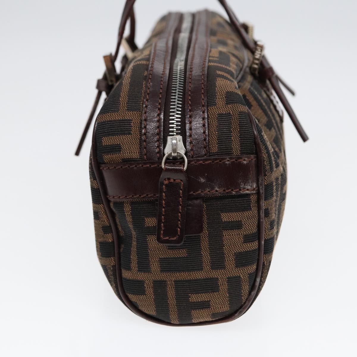 FENDI Zucca Canvas Hand Bag Brown Black Silver 88785