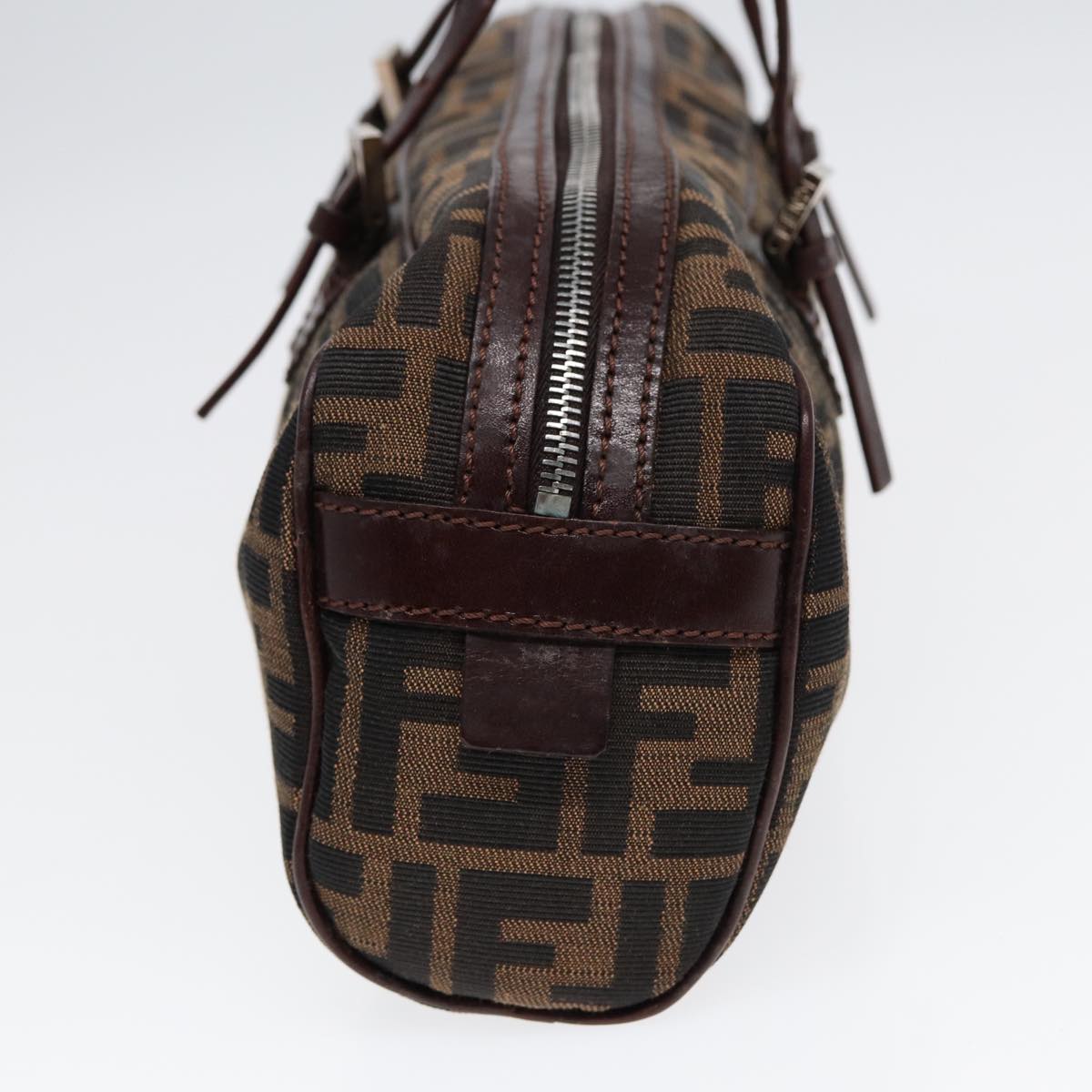 FENDI Zucca Canvas Hand Bag Brown Black Silver 88785