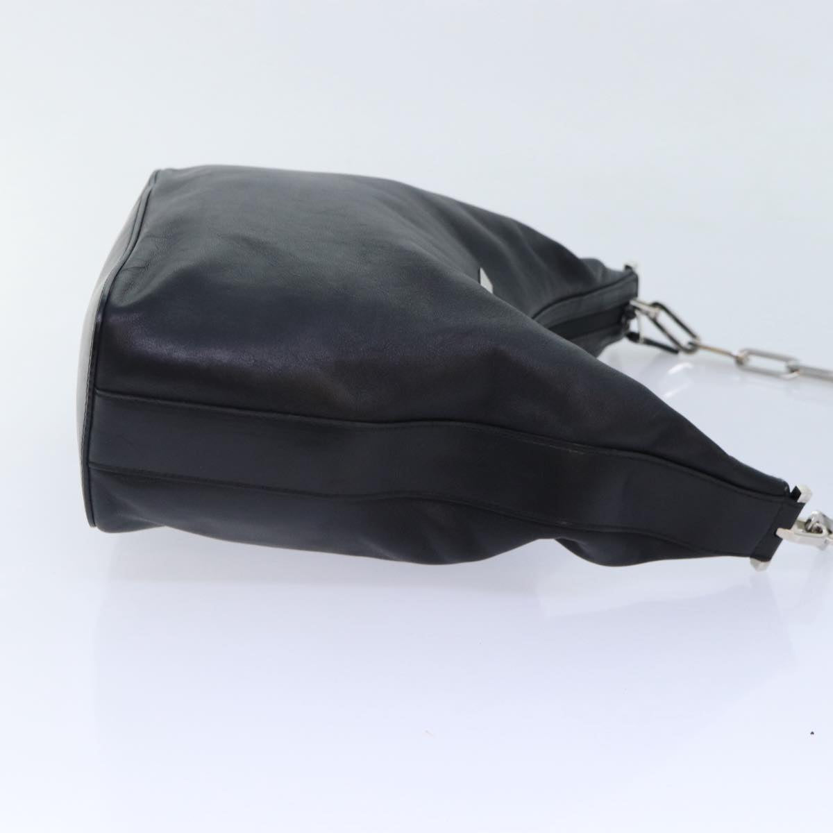 GUCCI Chain Shoulder Bag Leather Black Silver 001 3874 2404 88805