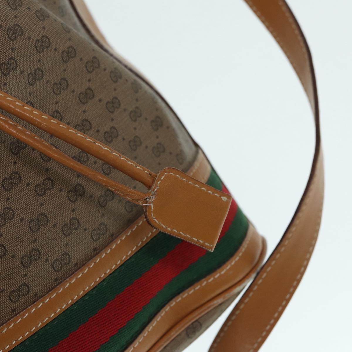 GUCCI Micro GG Supreme Web Sherry Line Shoulder Bag PVC Brown Gold 88809