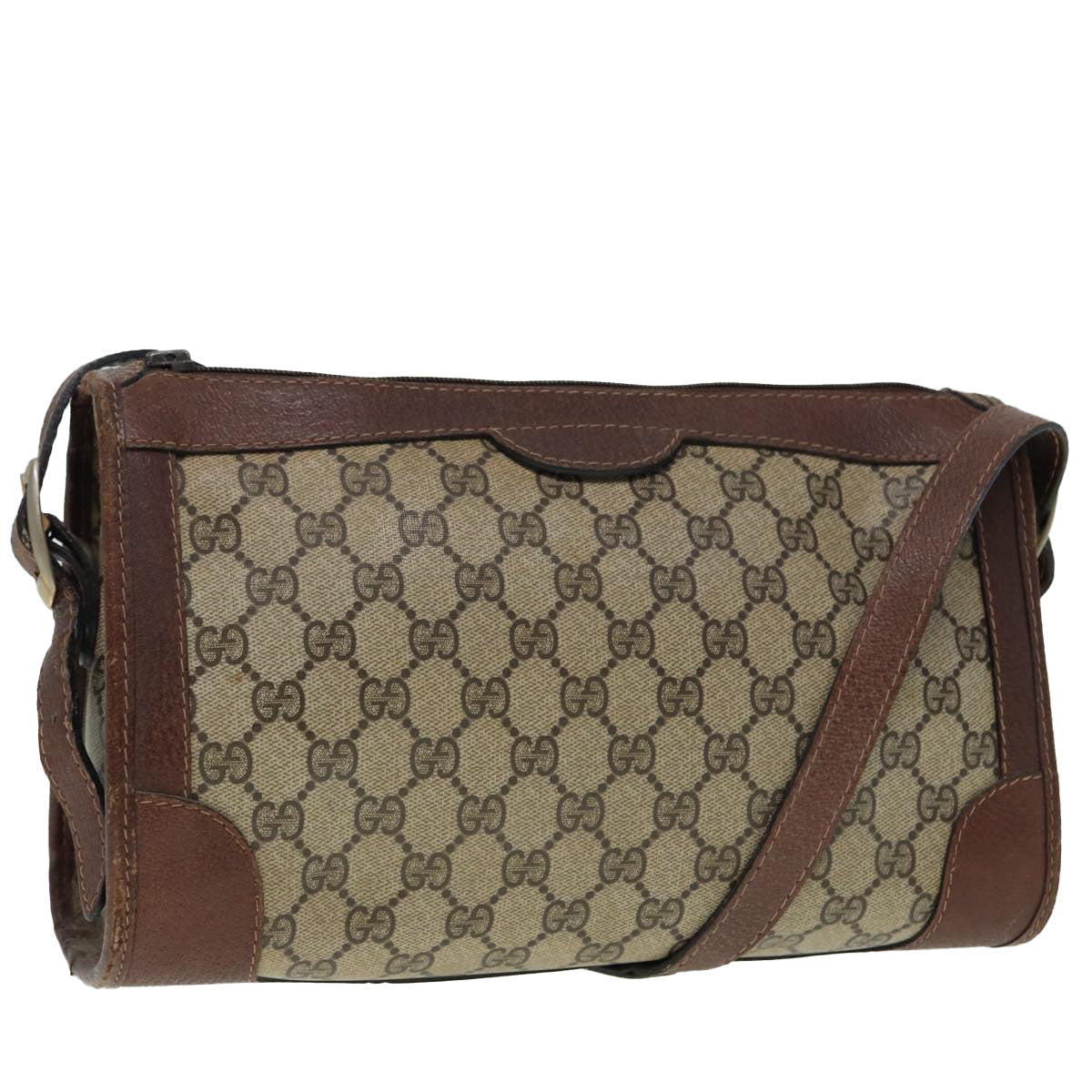 GUCCI GG Supreme Shoulder Bag PVC Leather Beige Gold 88844