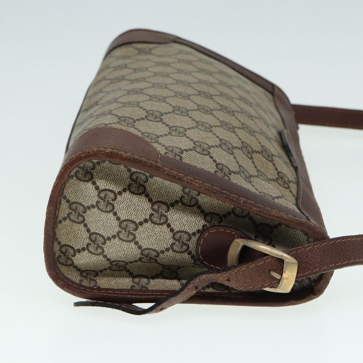 GUCCI GG Supreme Shoulder Bag PVC Leather Beige Gold 88844