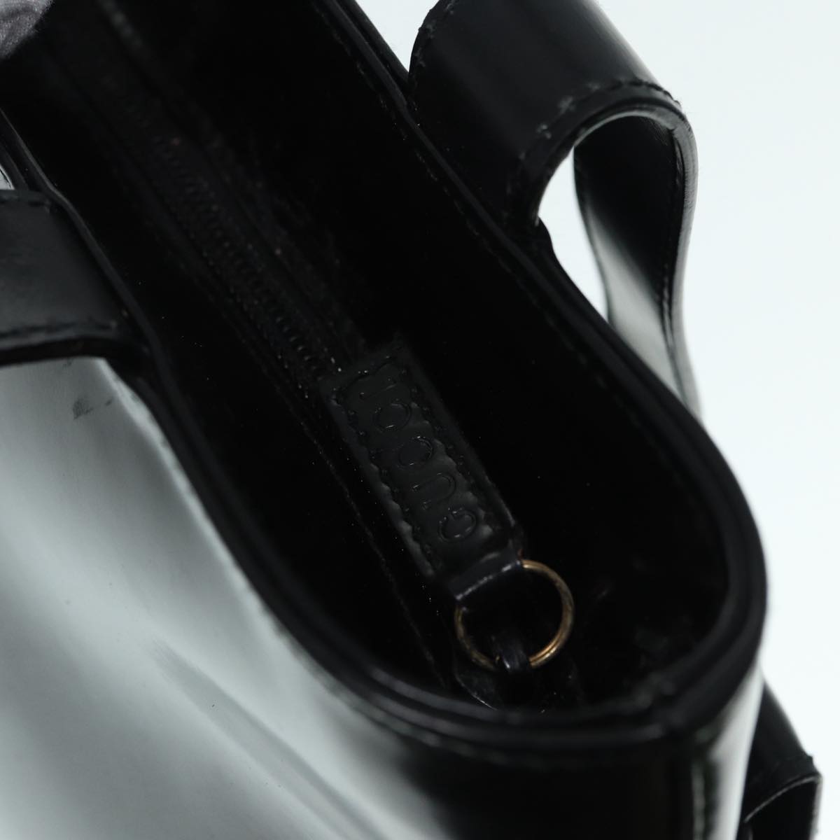 GUCCI Tote Bag Patent Leather Black Silver 002 8754 0482 88846