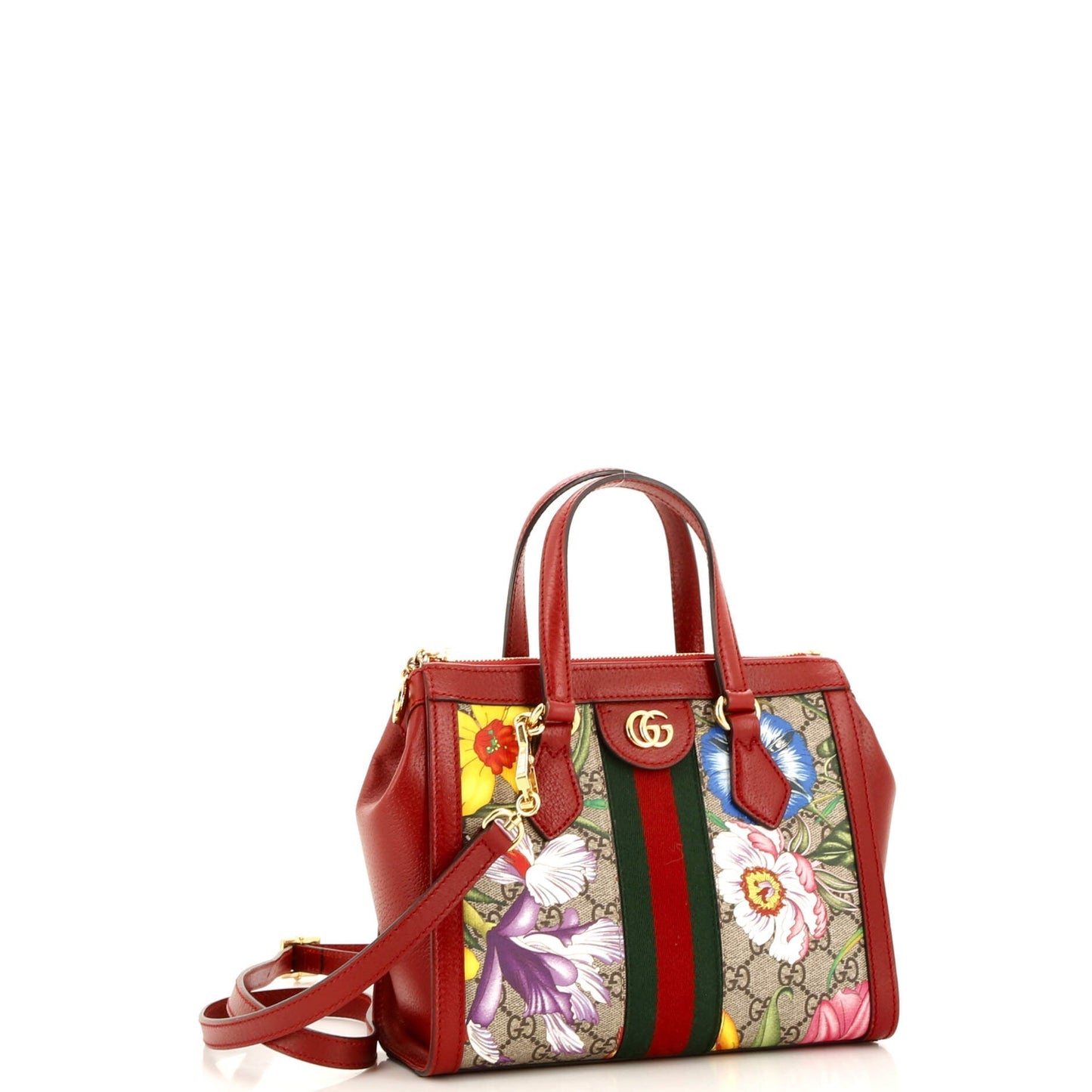 Ophidia Top Handle Tote Flora GG Coated Canvas Small
