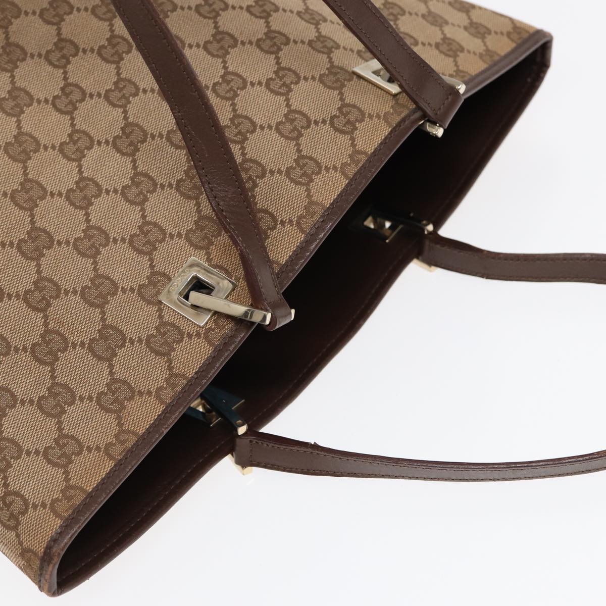 GUCCI GG Canvas Tote Bag Beige Gold 001 1098 88955