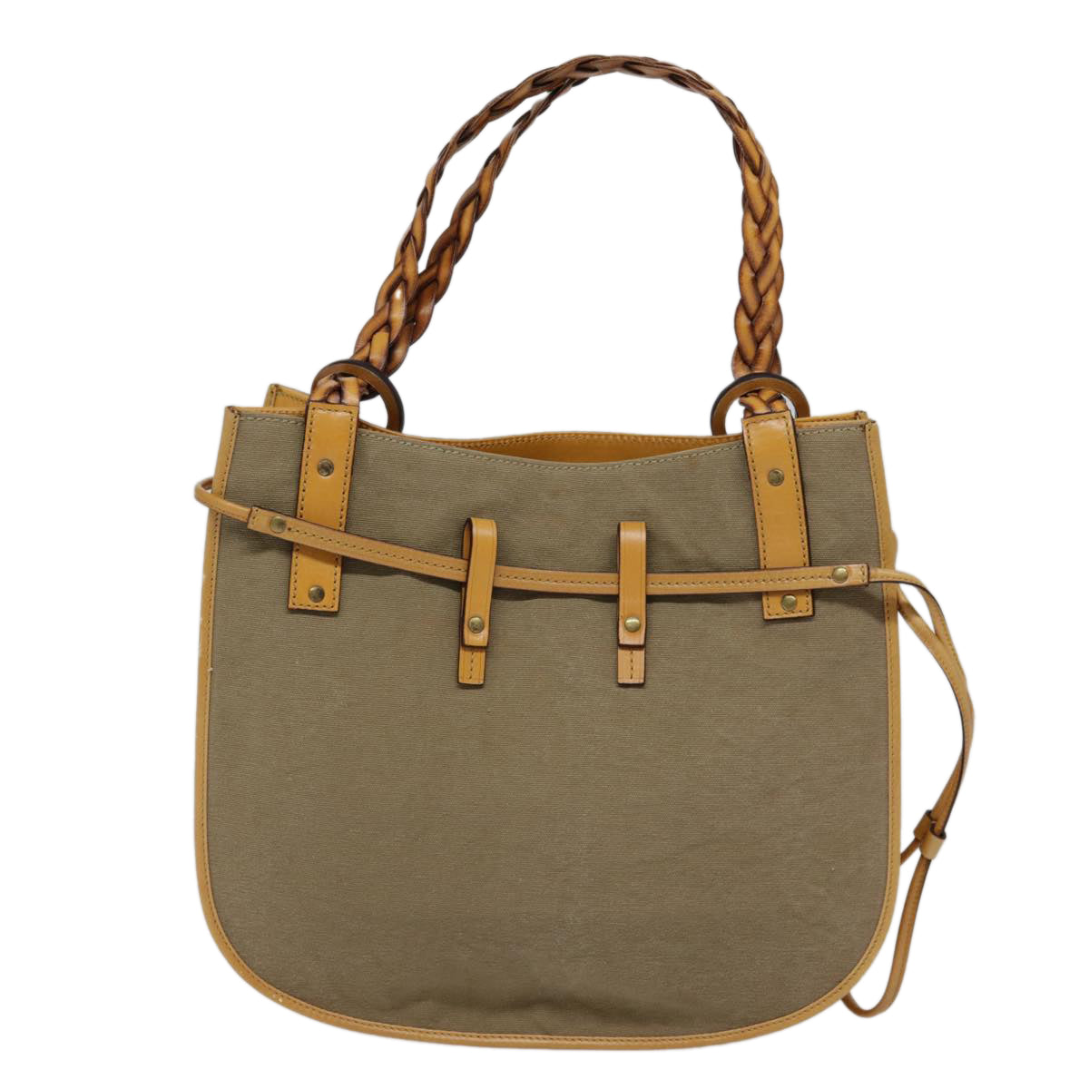 GUCCI Hand Bag Canvas Leather Beige Brown 110295 3444 88957
