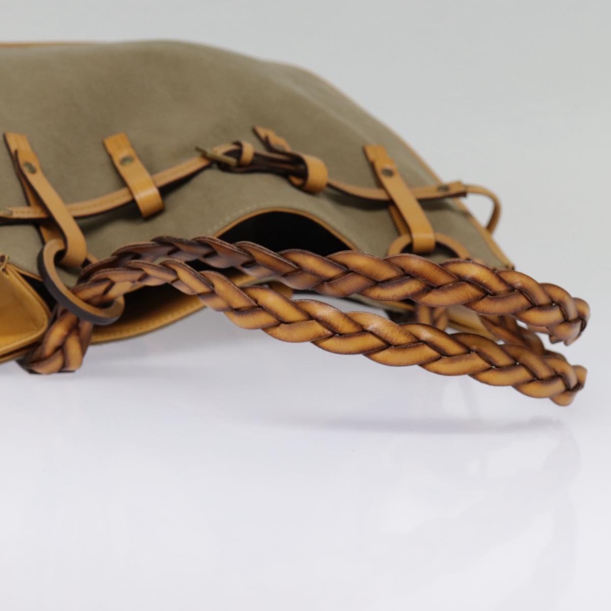 GUCCI Hand Bag Canvas Leather Beige Brown 110295 3444 88957
