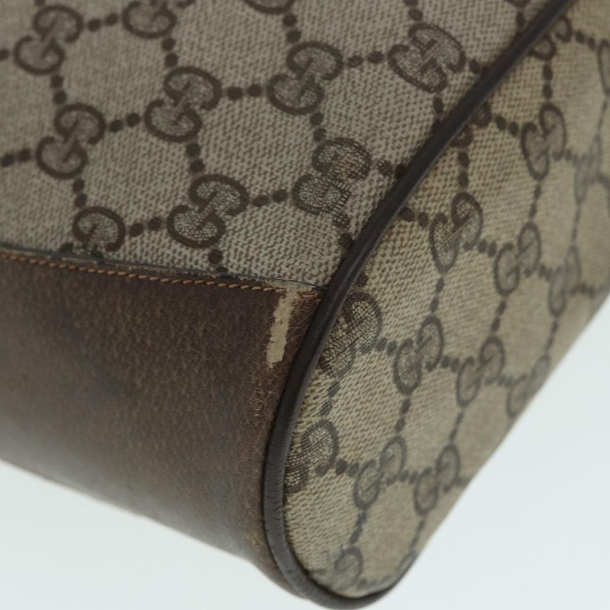 GUCCI GG Supreme Web Sherry Line Shoulder Bag PVC Beige Gold 89024