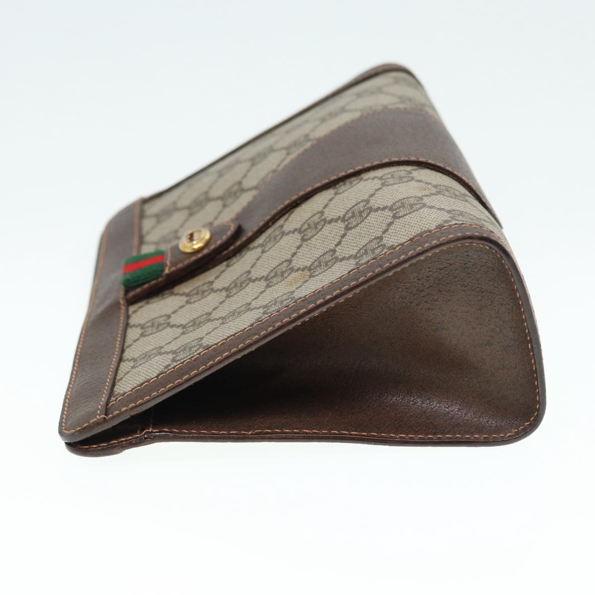 GUCCI GG Supreme Web Sherry Line Clutch Bag PVC Beige Red 156 01 032 89028