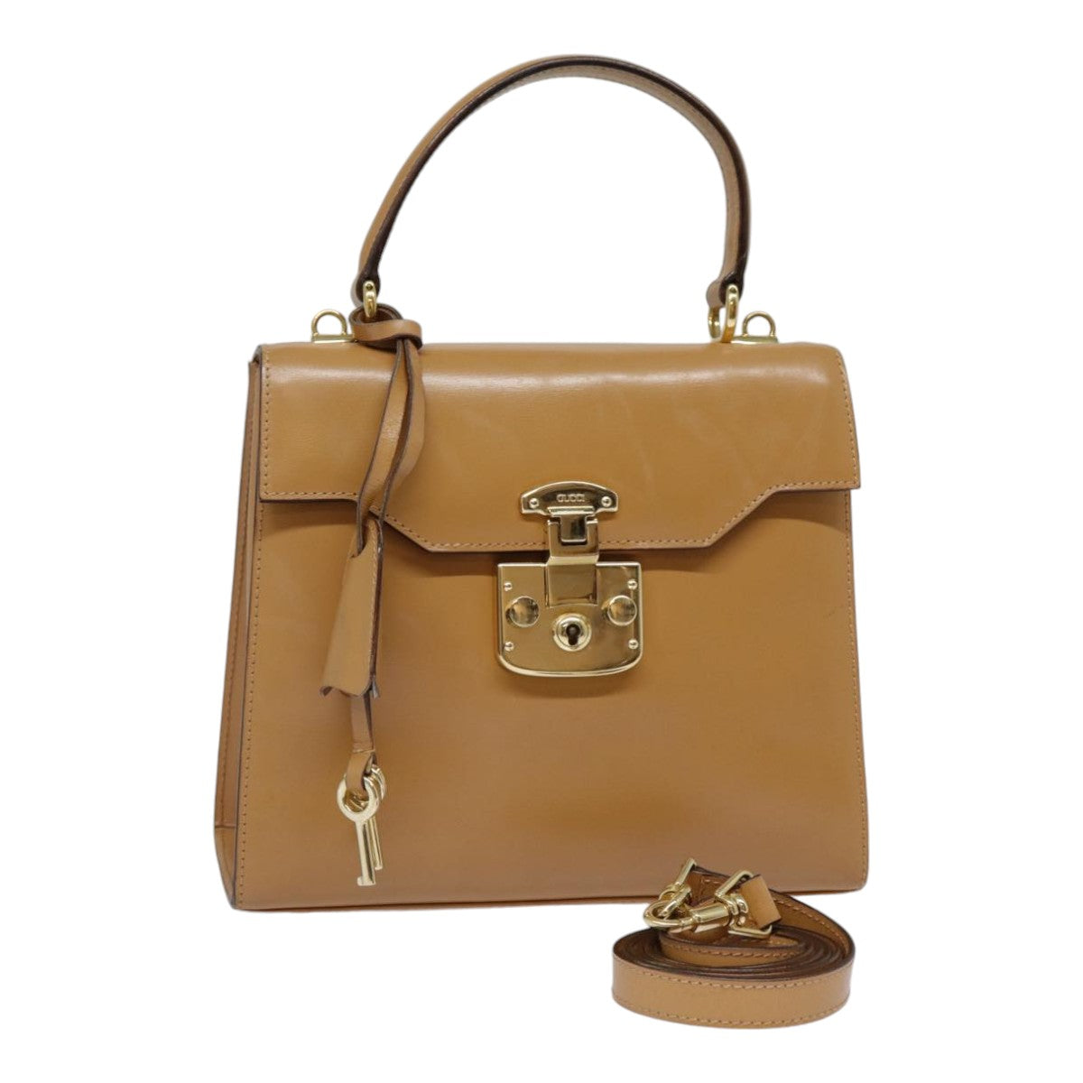 GUCCI Hand Bag Leather 2way Brown Gold 000 110 0211 89031